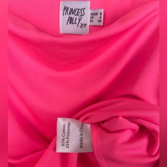 Princess Polly Neon Pink Aarush Bodysuit, Size 4 Small Lined Sleeveless Tank Top - Picture 7 of 11